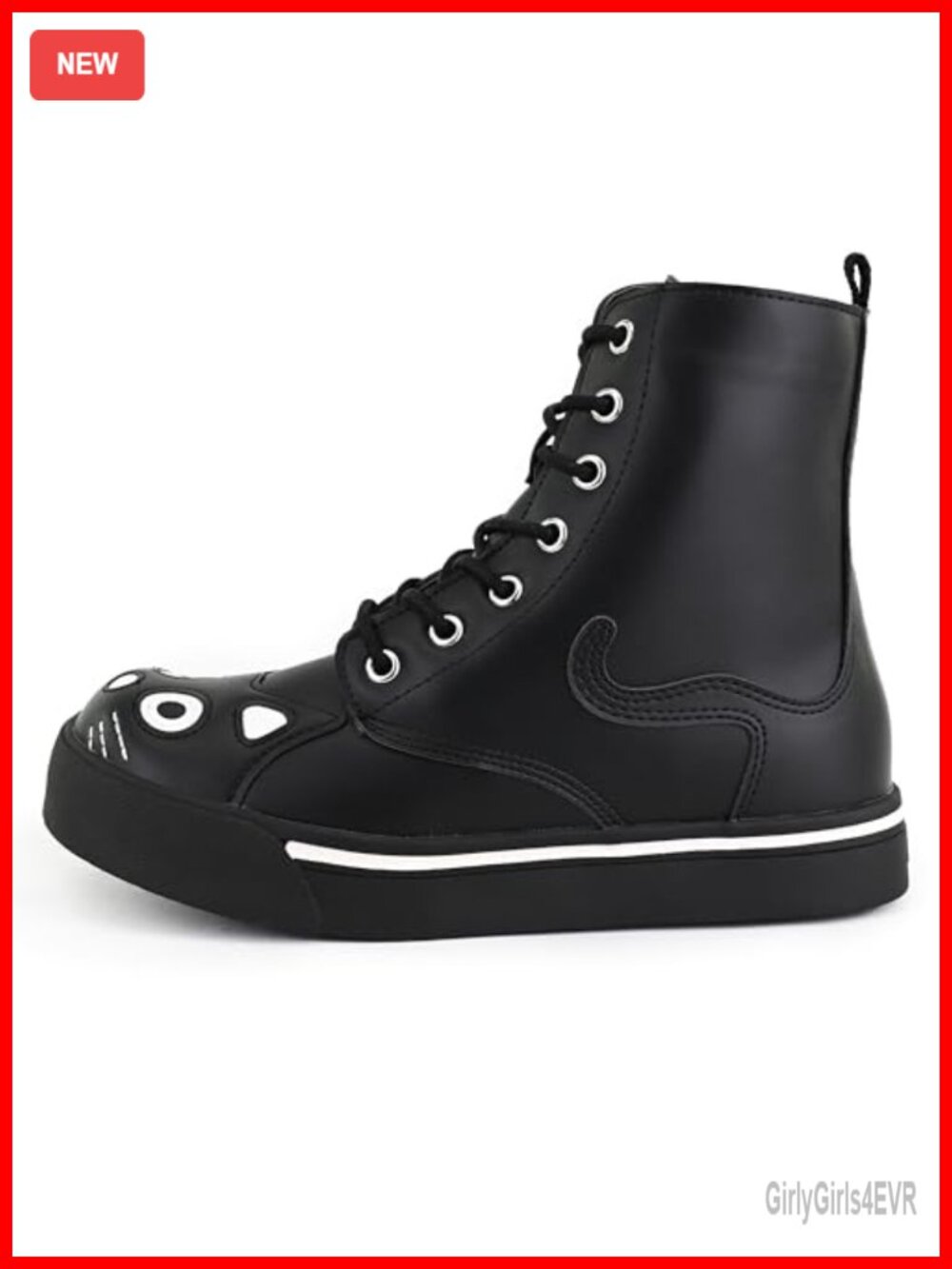 T.U.K. Kitty Cat Boots Faux Leather Lace Up Goth Boots